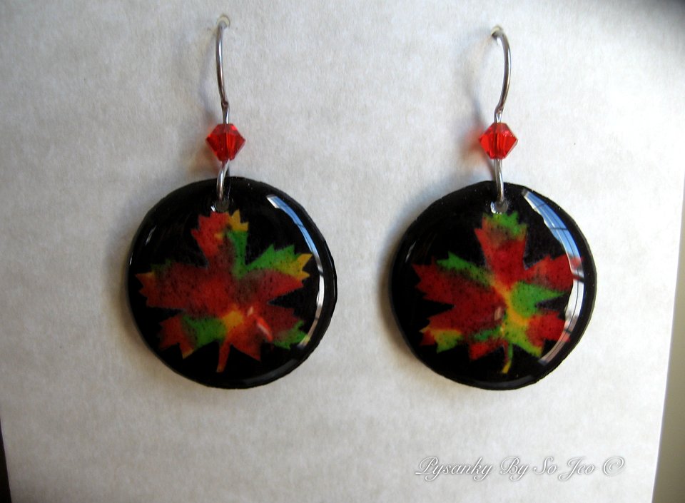 Maple Leaves Earrings Pysanky By So Jeo